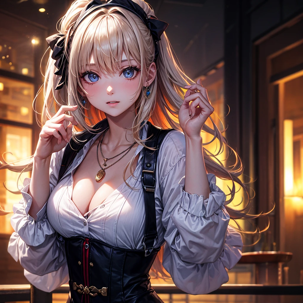 best quality, masterpiece, High target_The reservoir, 1 Girl, Hair accessories, necklace, Jewelry, Pretty Face, Physically, Tyndall effect, photo般逼真, Dark Studio, Edge lighting, Two-tone lighting, (High target detailed skin:1.2), 8K uhd, Digital SLR Camera, Soft lighting, High target quality, Volumetric Lighting, frank, photo, High target The reservoirolution, 4K, 8K, Bokeh, Medium breasts, Open your fingers,