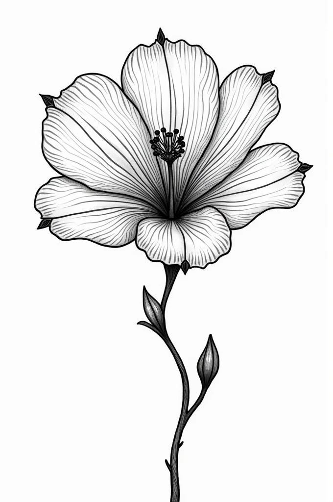 Make an indigenous drawing in black lines of the rhexia flower
