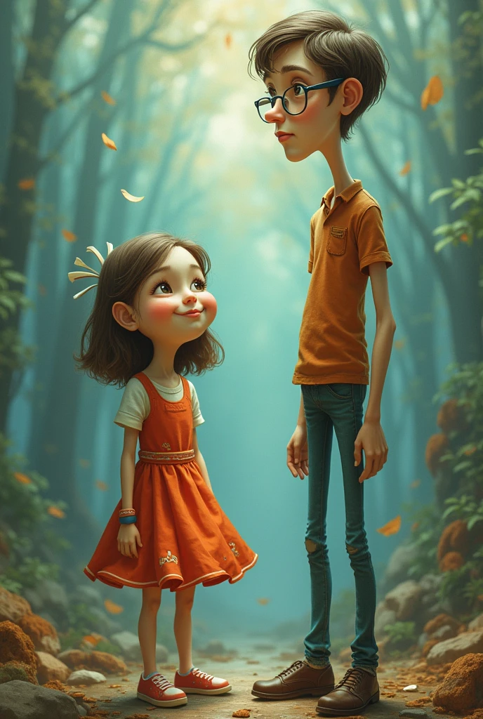 Short girl who says she's from 2003 and tall, skinny guy with glasses who says he's from 2000 for wallpaper