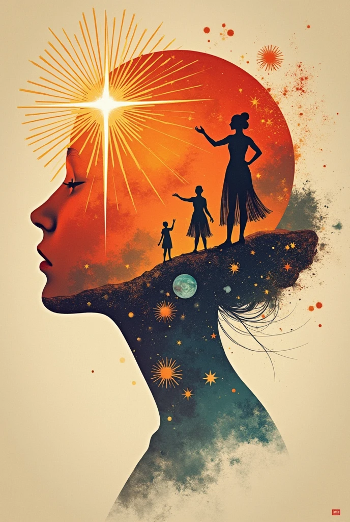 centralized writing HA VI with a capital letter and PHAM with a lowercase letter, written with planet being the name highlighted
with planet elements, the shadow of a woman making a headline, a radiant star, a simple contemporary art background,hong khong 90s