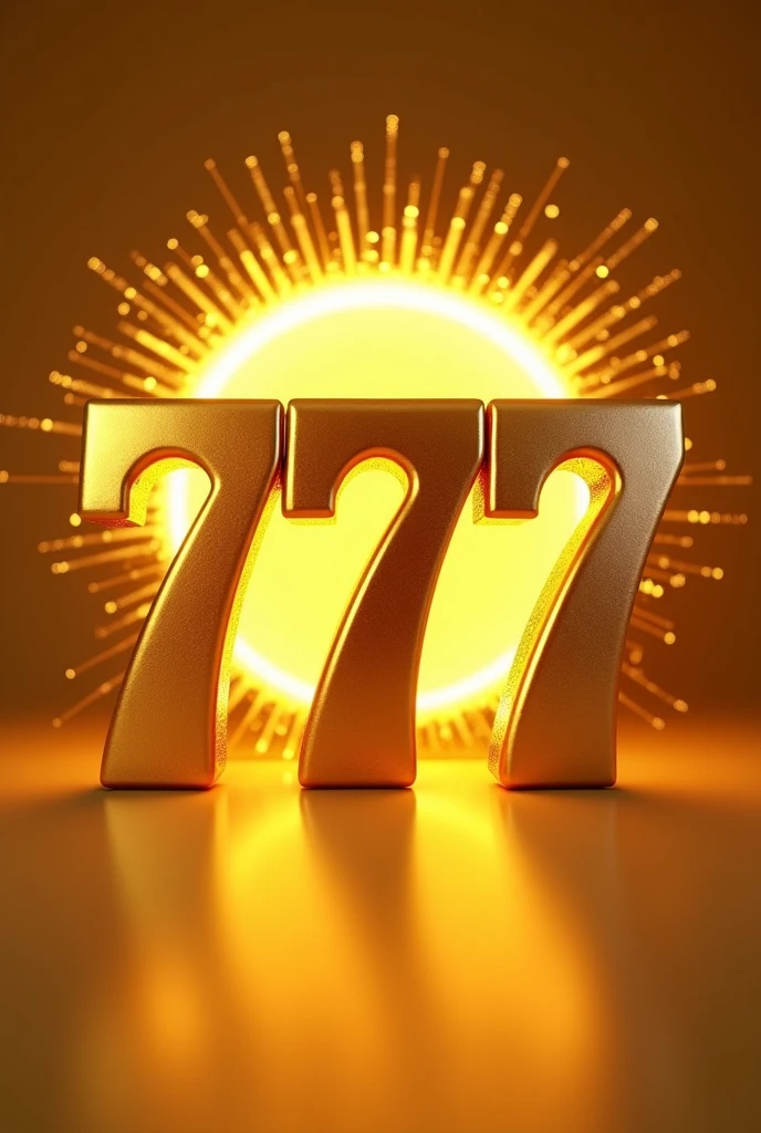 What above says "Red" golden letters and below "777" in gold letters, 3D, FROM THE FRONT A golden halo shines behind the letters and words GOOD QUALITY