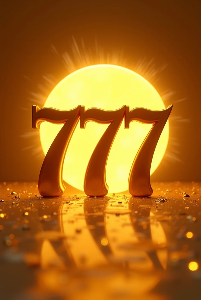What above says "Red" golden letters and below "777" in gold letters, 3D, FROM THE FRONT A golden halo shines behind the letters and words GOOD QUALITY
