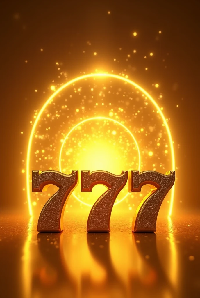 What above says "Red" golden letters and below "777" in gold letters, 3D, FROM THE FRONT A golden halo shines behind the letters and words GOOD QUALITY
