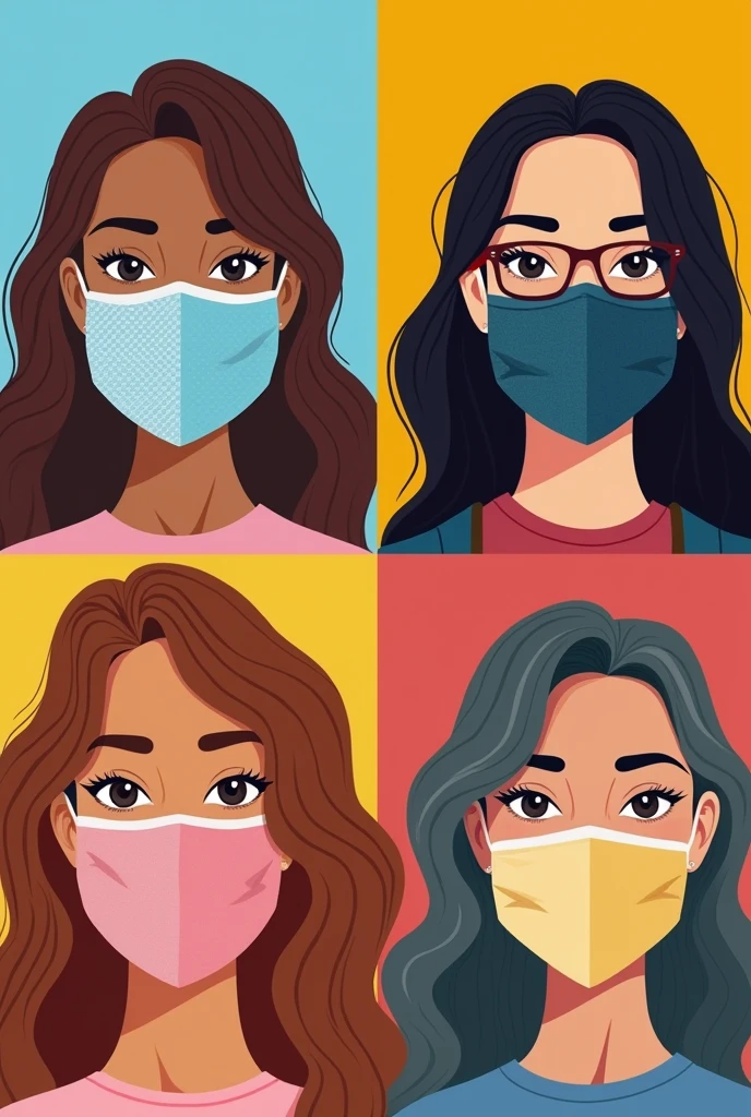 Banner of four women with face mask
