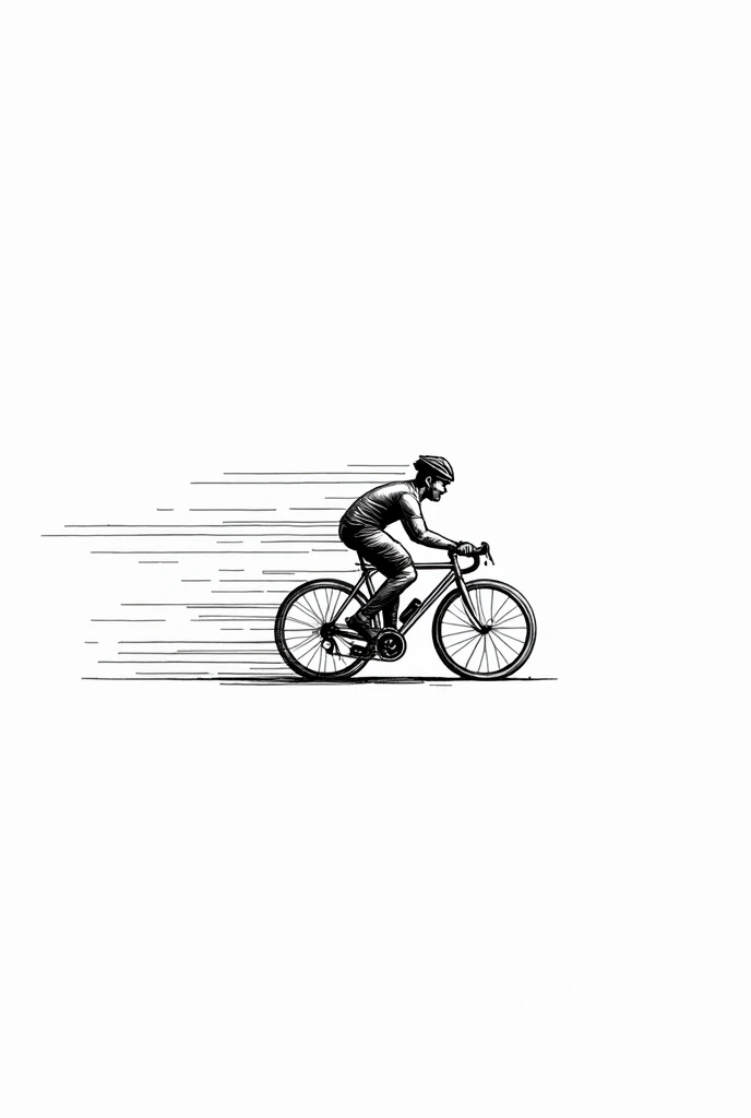 Black and white line drawing storyboard, a man rading bike