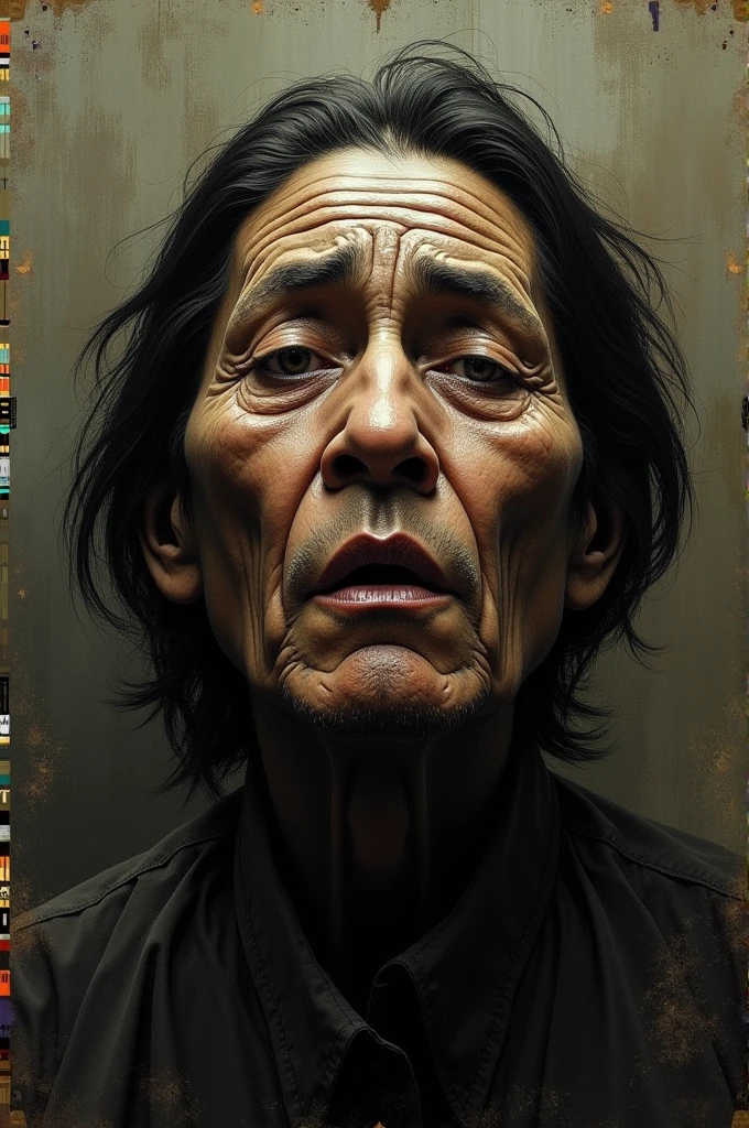 Create an image of any drawing In the style of Oswaldo Guayasamín