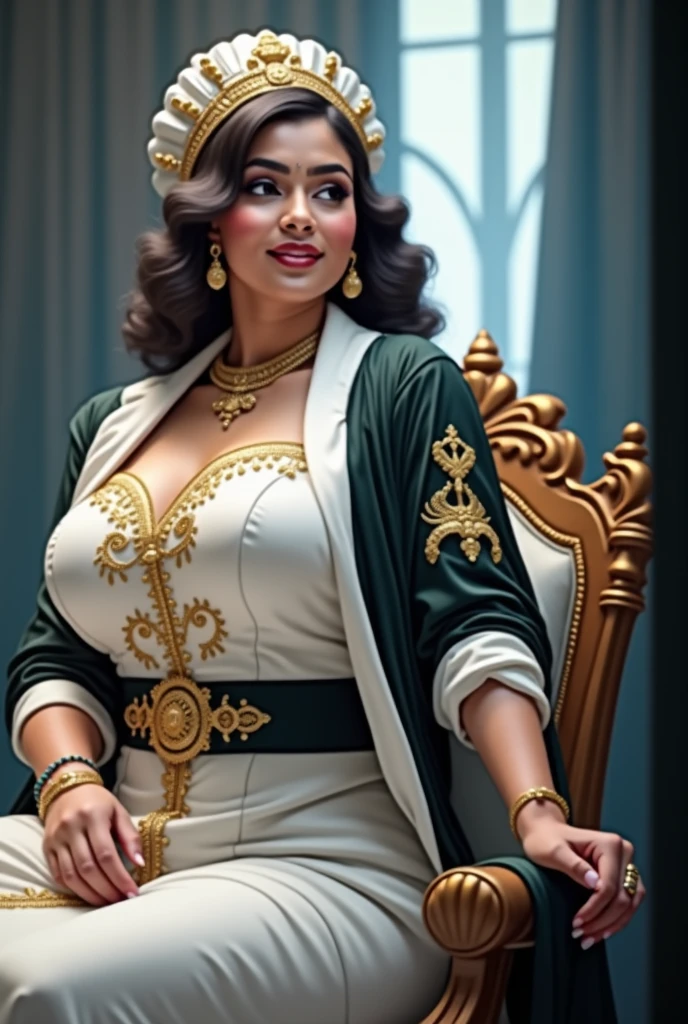 6 ft big breasted average beautiful sri lanakan wealthy age 25 girl in maharani dress. Wearing Academic regalia.well educated.sit in chair with breasts, butt,slim stomach.sri lankan