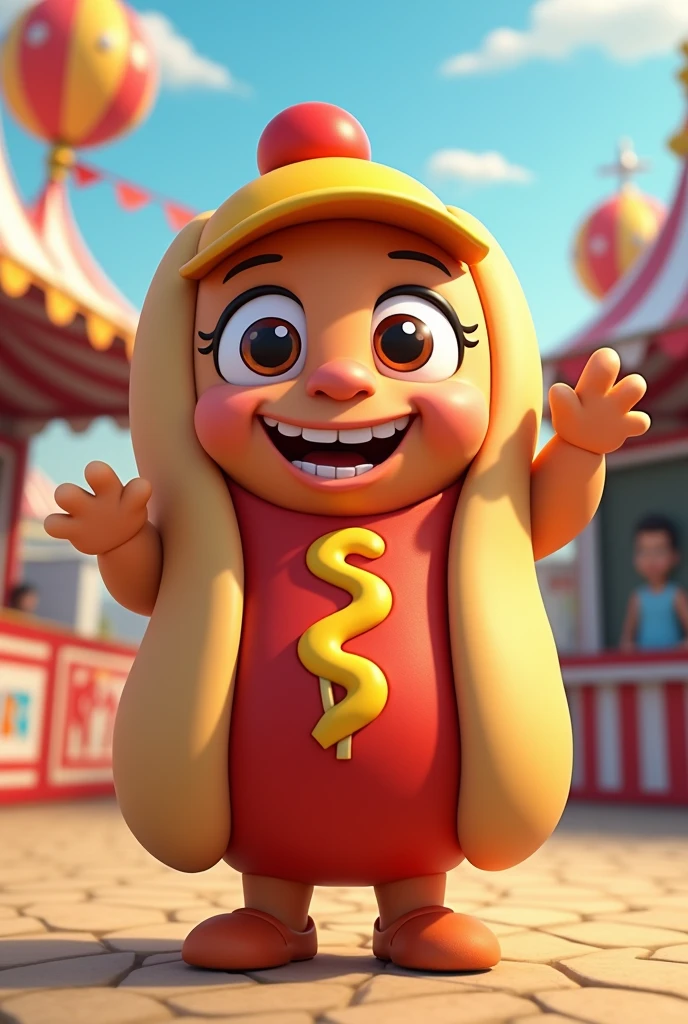 not cuphead style!! a funny hot dog mascot doll with arms and legs 