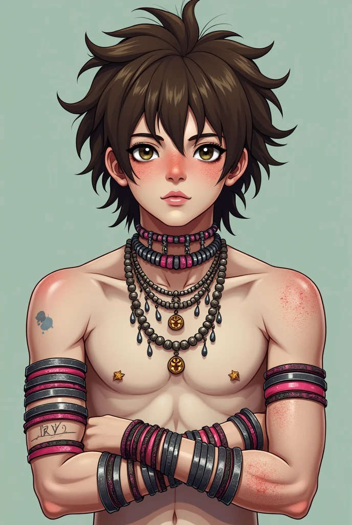 Gay,Filipino age guy, male, really white pale skin, has a lot of bracelets, wear unique or neon clothes and has brown long shaggy messy hair, ugly, has a lot of pimples
