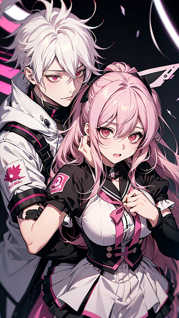 Anime with white hair and pink eyes with black gloves, Gap Moe Yandere grimdark, portrait Gap Moe Yandere grimdark, Shu, Gap Moe Yandere, Junko Enoshima from Danganronpa, nyaruko-san, From Arknights, nagito komaeda, Hajime Yatate, Never be self-absorbed., Lucky Winner