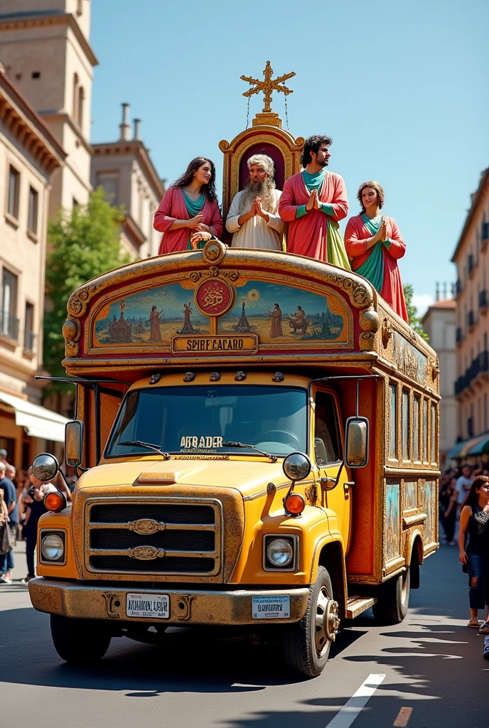 Minibus used as a float for the Book of Esther in the Bible