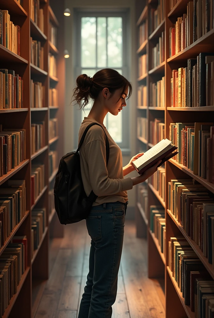 Woman choosing books in store