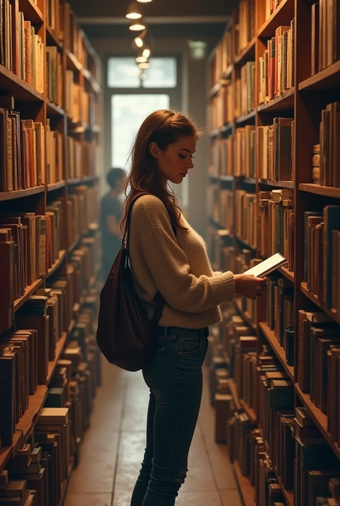 Woman choosing books in store