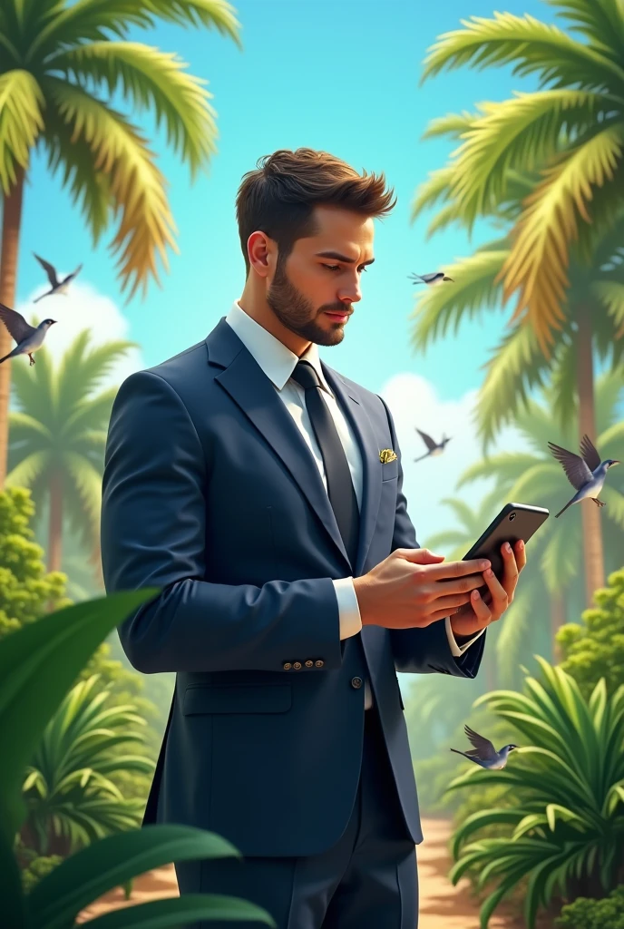 [Abstraction(a):0.3] [complexity(c):0.7] [Expertise(It is):0.5] [creativity(I):0.2] [ethics(M):0.8] [depth(d):0.ung businessman making a phone call outdoors in a tropical country  