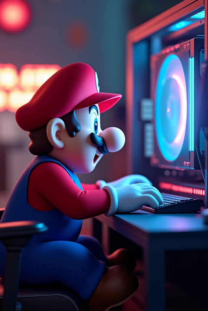 Super Mario playing on a gaming computer