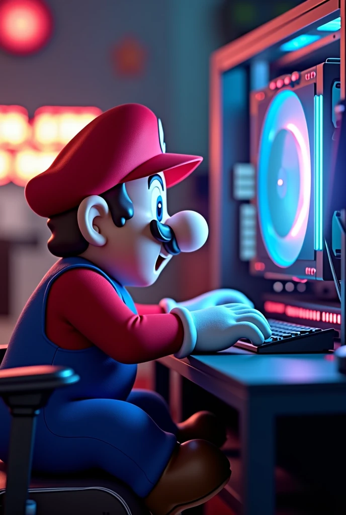 Super Mario playing on a gaming computer