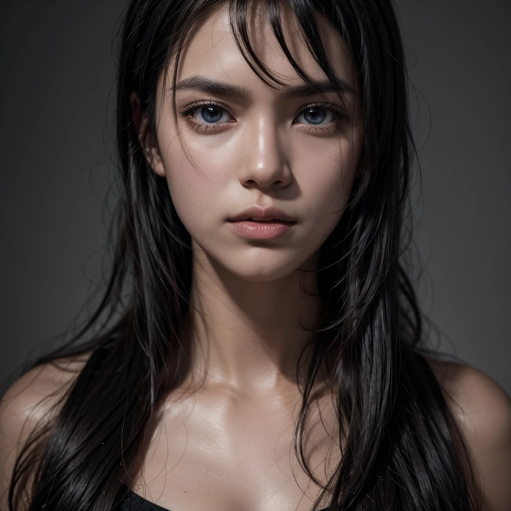 tall character,dark-skinned,brawny, defined face,clear eyes,medium black hair