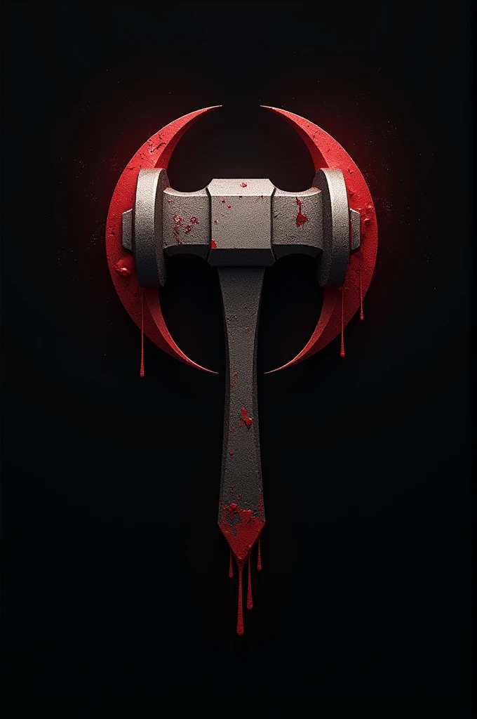 Logo of a 2-sided hammer and blood