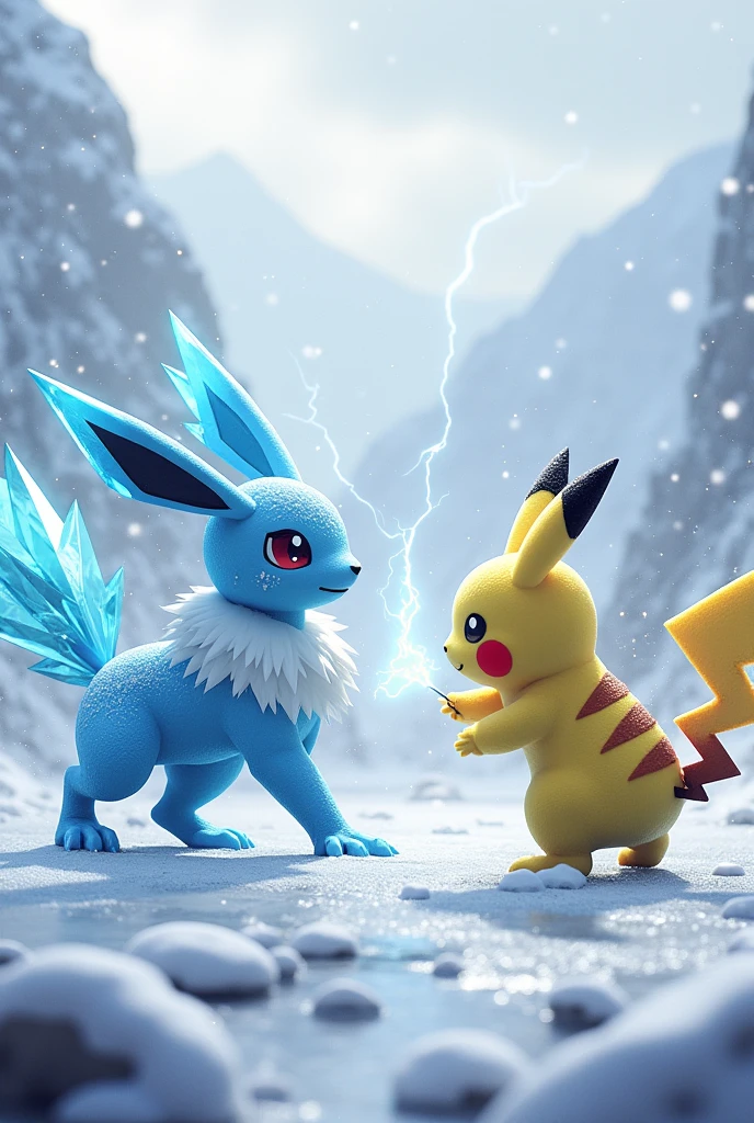 Glaceon attacks Pikachu