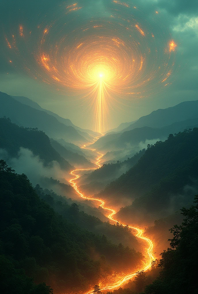 Light coming out of the core of the earth and enveloping Venezuela 