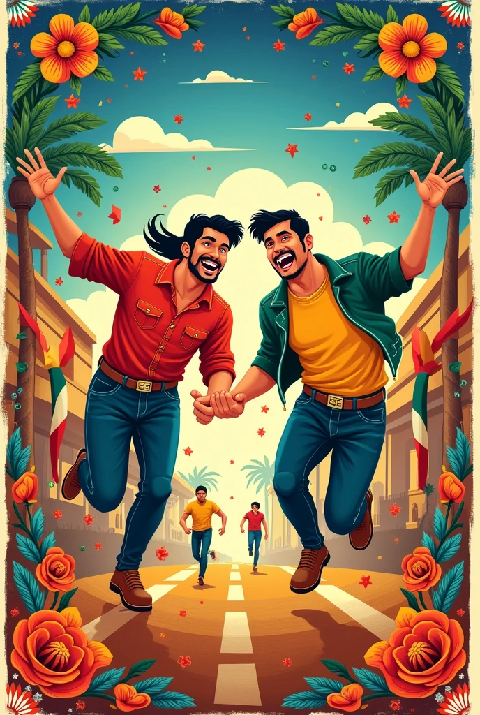 Create an image of a Mexican lottery ticket commemorating the race ween Carlos and Antonio