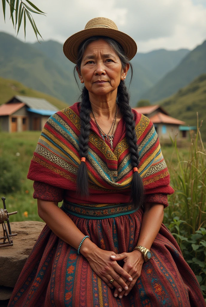 Ecuadorian rural woman with representative icon