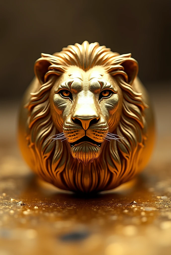 Make me a gold-colored ring for men and on the surface the image of a lion and that in one eye it has a scar