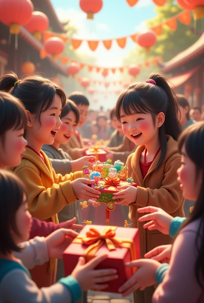 distributing souvenirs delivering gifts