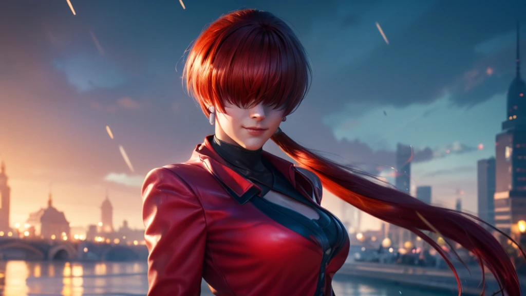 (at night), alone, in a video game scene, a background of a beautiful city during the day raining, standing at attention, red hair, pink clothes ((red hair)), 1 girl, alone, 20 years old, woman young, perfect and beautiful hands with perfect fingers, beautiful long legs, perfect legs, beautiful body, beautiful nose, beautiful character design, perfect face, looks at the viewer (focusing on the entire character), closed mouth, Light_Smile, official art, extremely detailed 8k CG wallpaper unit, perfect lighting, bright and colorful front lighting, glowing skin (masterpiece: 1.0), (best quality: 1.0), ultra high resolution, 4K, ultra detailed photography, 8K, HDR, high resolution, nonsense: 1.2, Kodak portra 400, film grain, blurred background, bokeh: 1.2, lens flare, (vibrant_color: 1.2), professional photography, (beautiful_face: 1.5), (narrow waist),