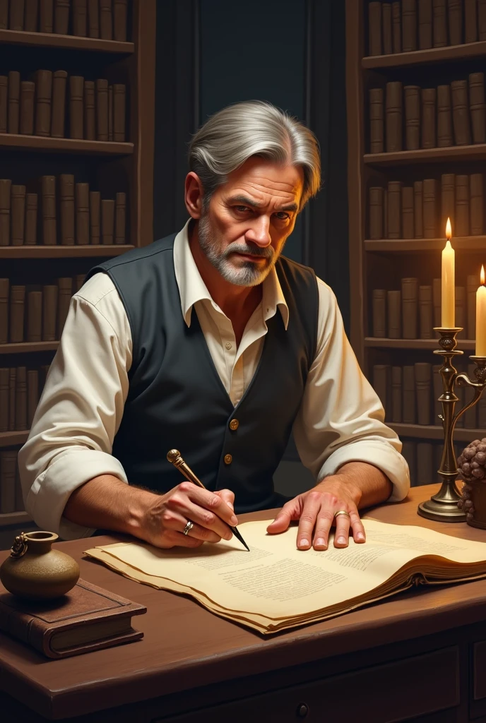 Man writing a chronicle
