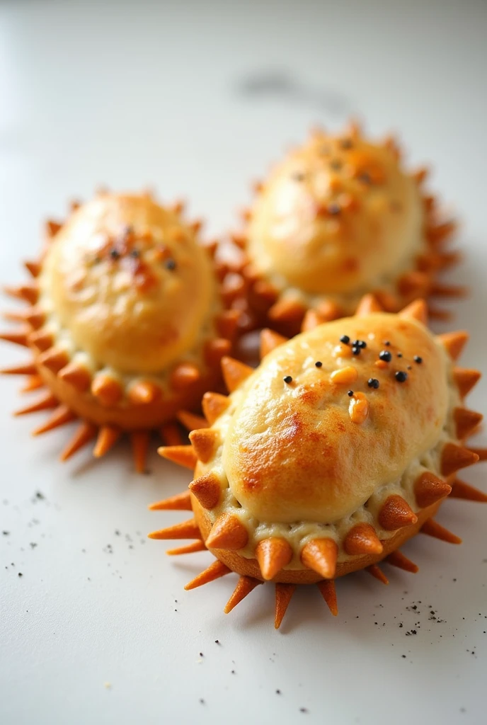 Images of 3 corn empanadas with a spike base