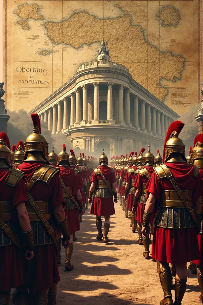 An image of Ancient Rome, like an aqueduct or marching Roman soldiers. You can combine it with a small map of the Roman Empire to give historical context..