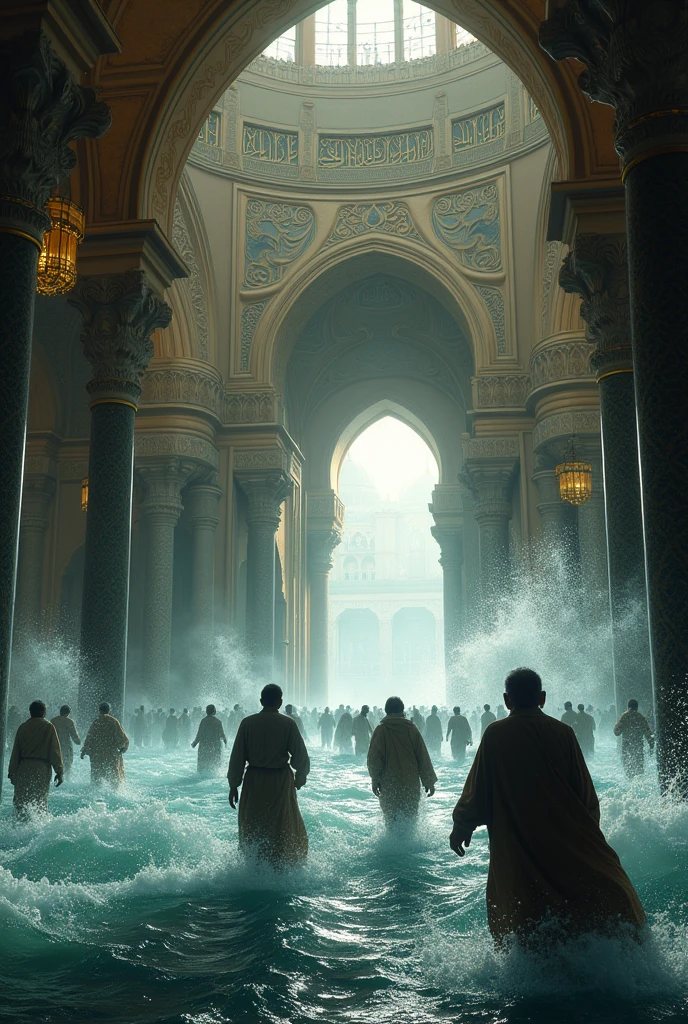 Finally the water entered the mosque