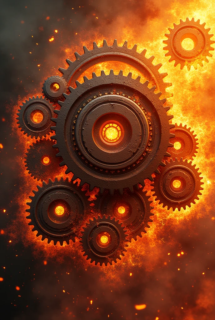 Make banner of gears. Make it firy