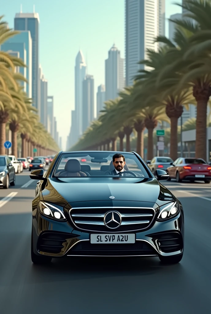 Indian man in dubai road Mercedes