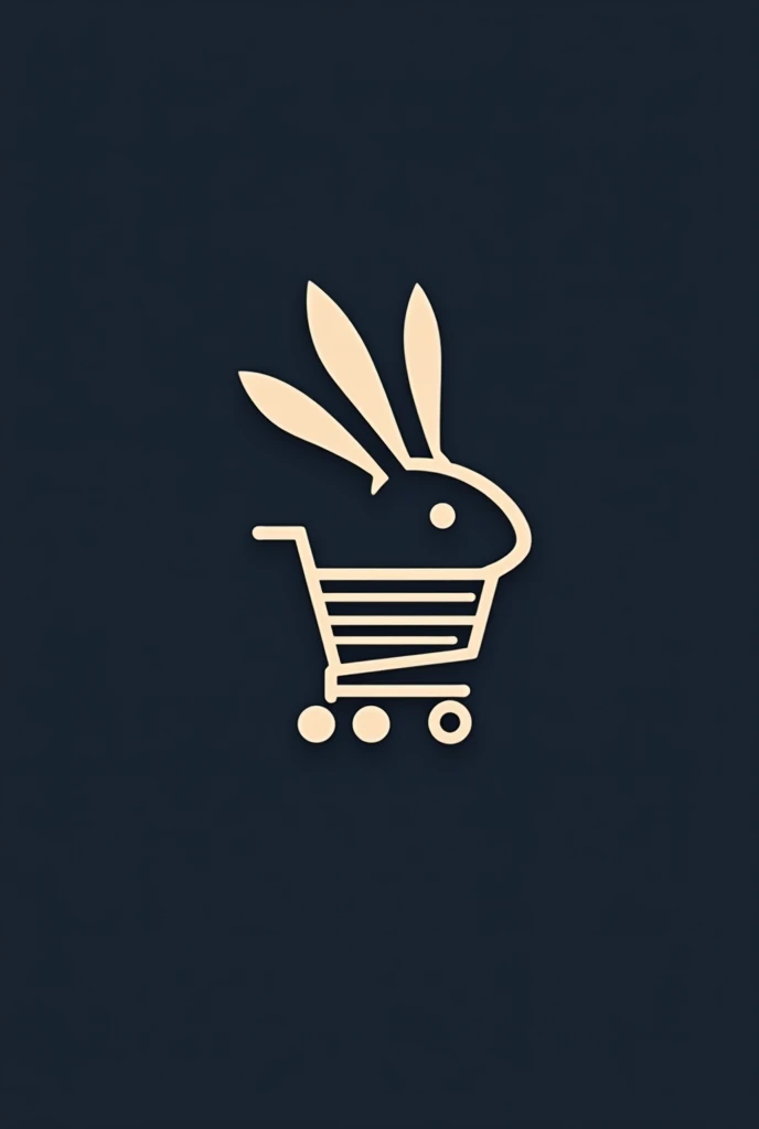 Isotype for a Quick company that creates virtual stores that has the silhouette of a rabbit head and a shopping cart