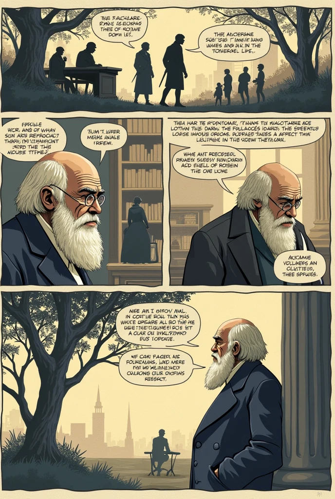 Charles darwin theory of evolution in comic strip format, what happened after and during