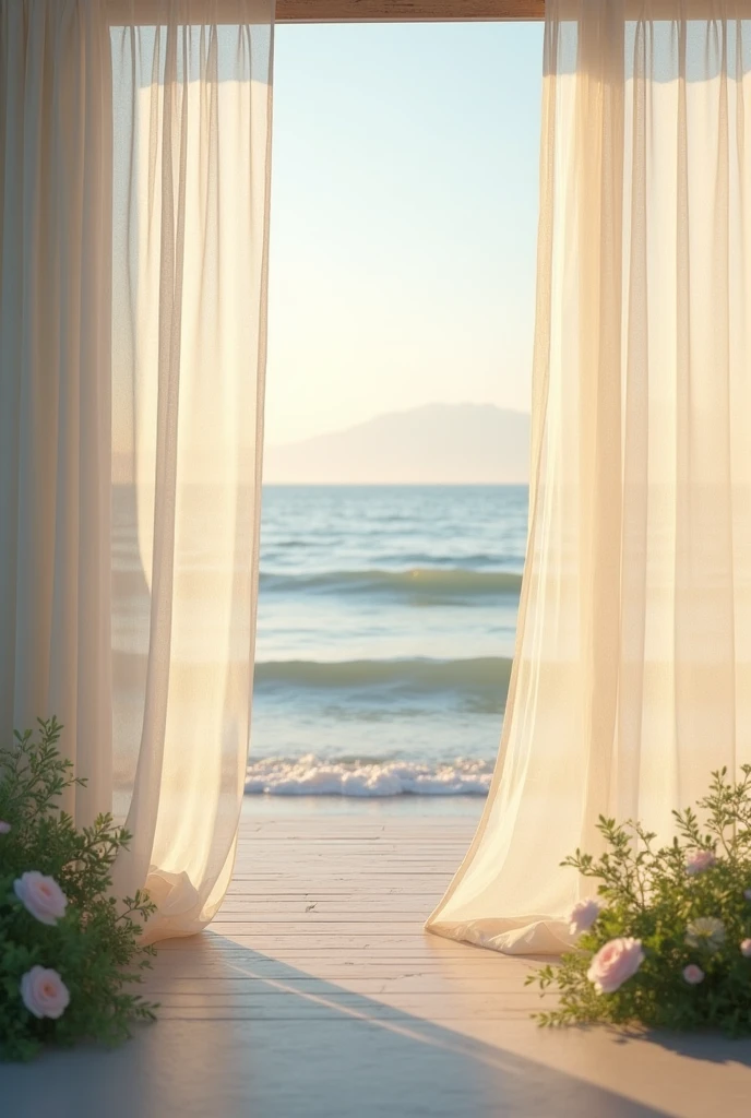 Soft gauze curtain seaside