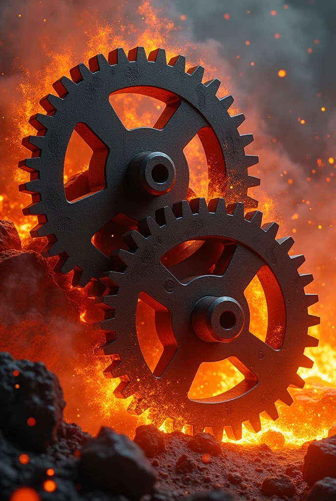 Make banner of gears. Make it firy.on thi