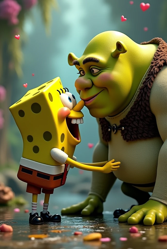 spongebob kissing shrek