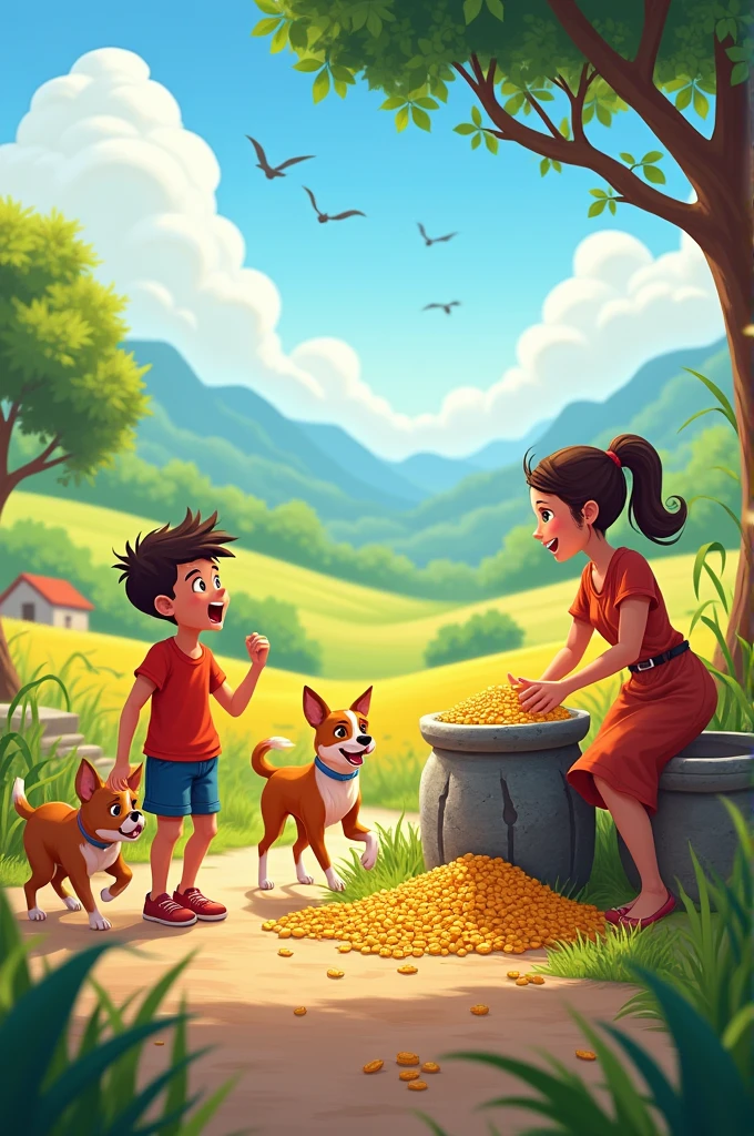 What a cheerful and fresh morning!
The air grabs me by the nose:
the dogs bark, A boy screams and a fat and pretty girl,
next to a stone, grinds corn.