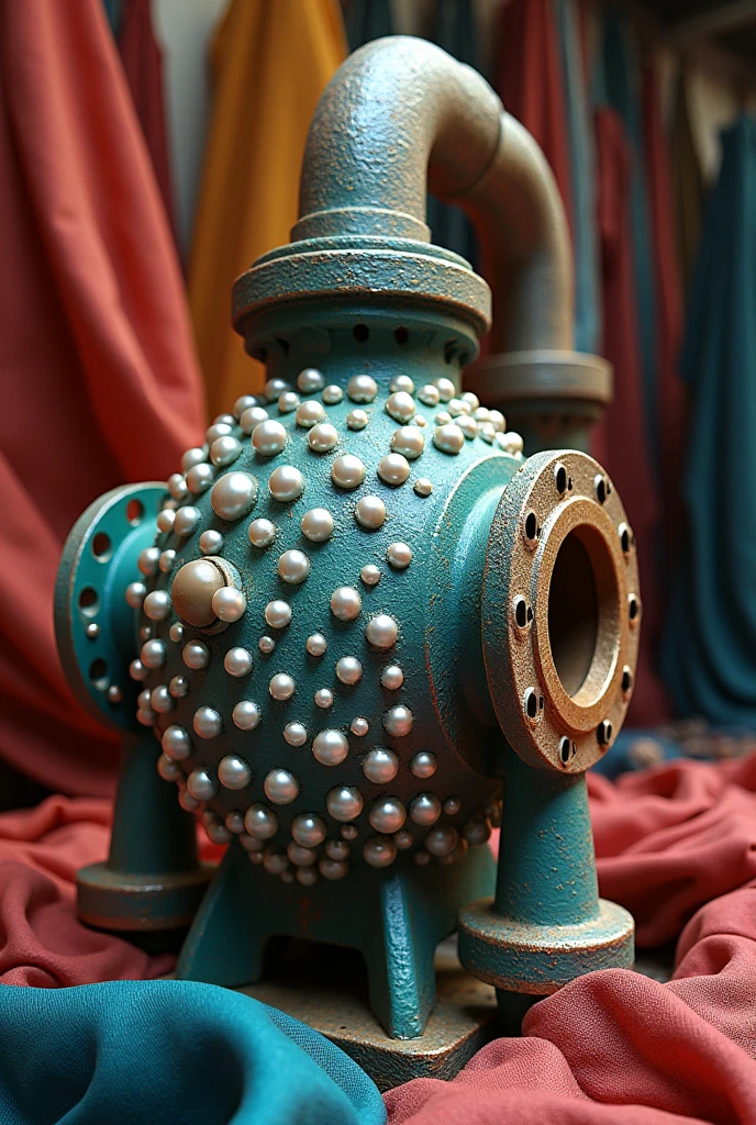 Pump working in pearls and fabric
