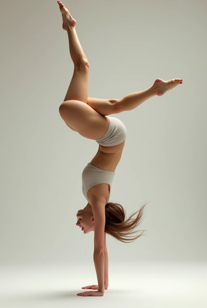Naked woman doing a backflip