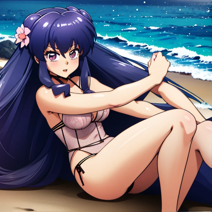 full hd, high image quality, NSFW, 2d, ecchi, Happy waifu on the beach, Anime 2d, lingerie