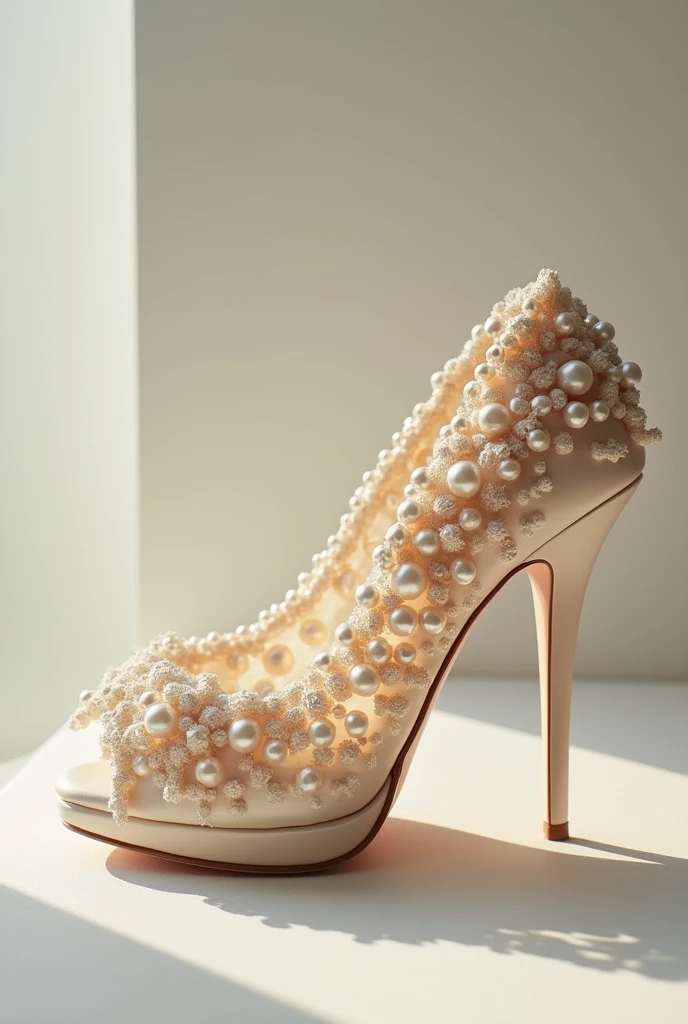 Scarpin shoe working in pearls and fabric 