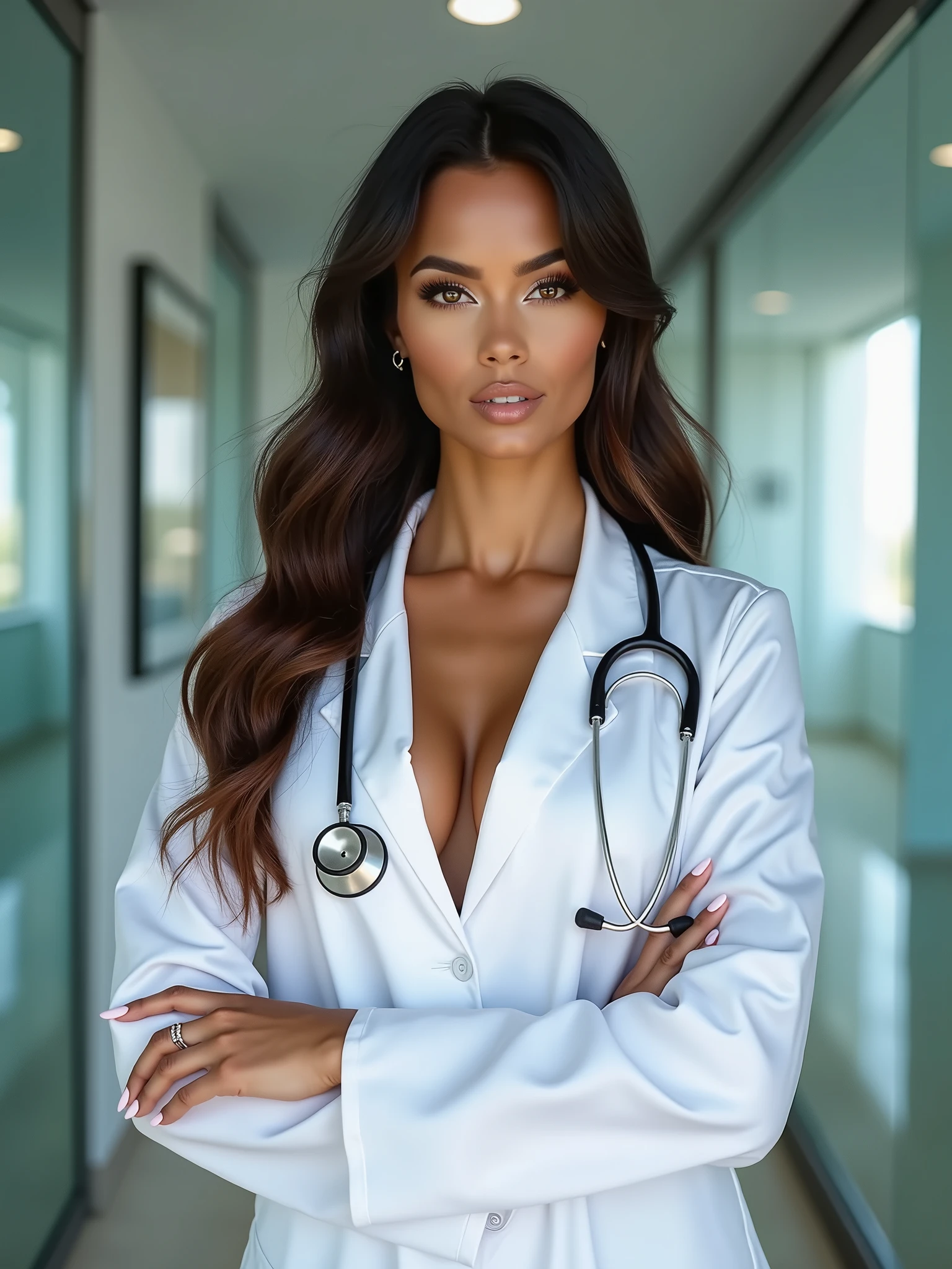 BRAZILIAN TOP MODEL, DRESSED AS CARDIOLOGIST DOCTOR FOR A INSTAGRAM PROMO PERFIL.