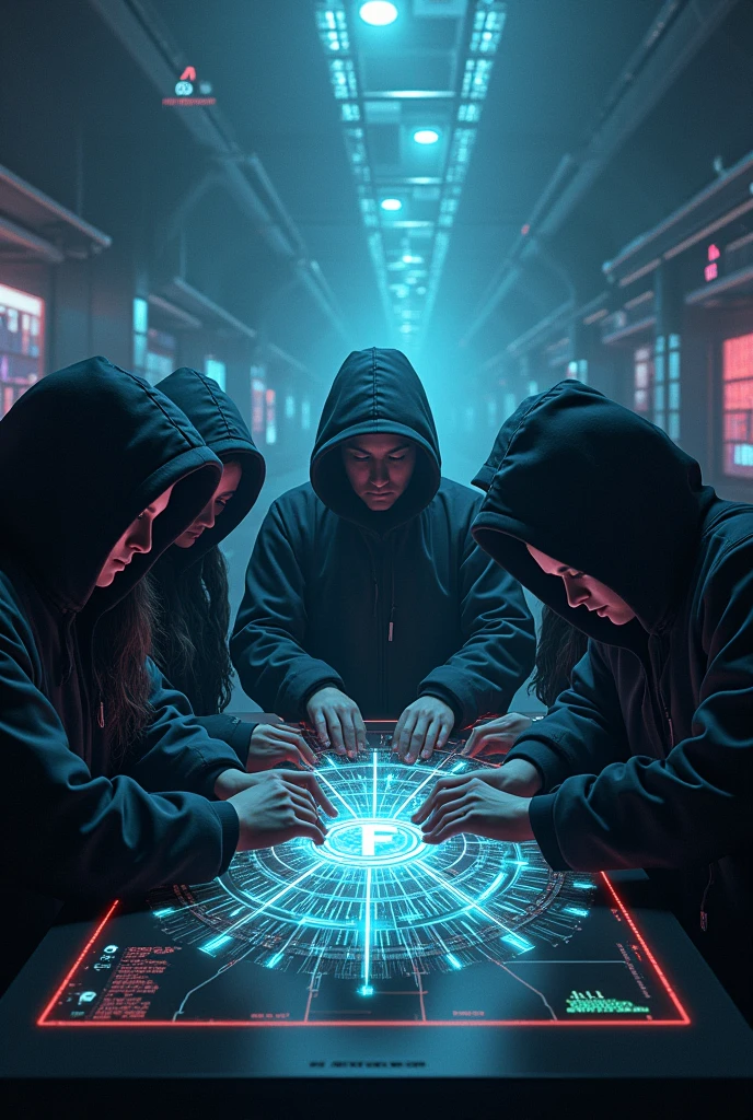 Create an image of a hacker group. At the bottom it says f troop