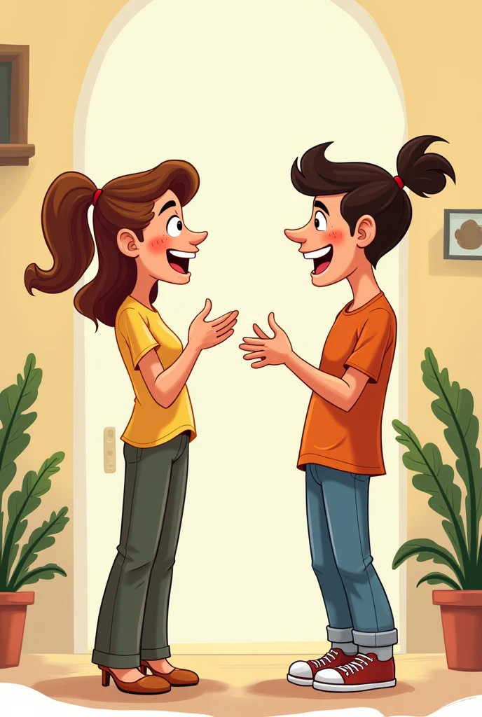 Cartoon of two people chatting