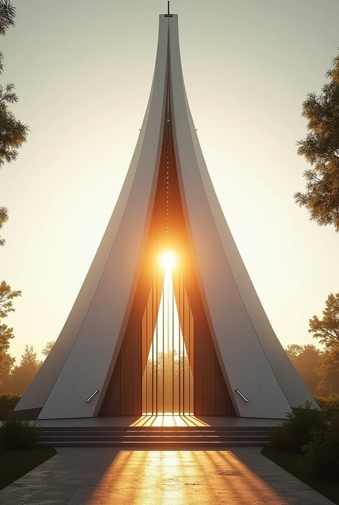 Image of church seen from a low angle,sunlight modern christian church