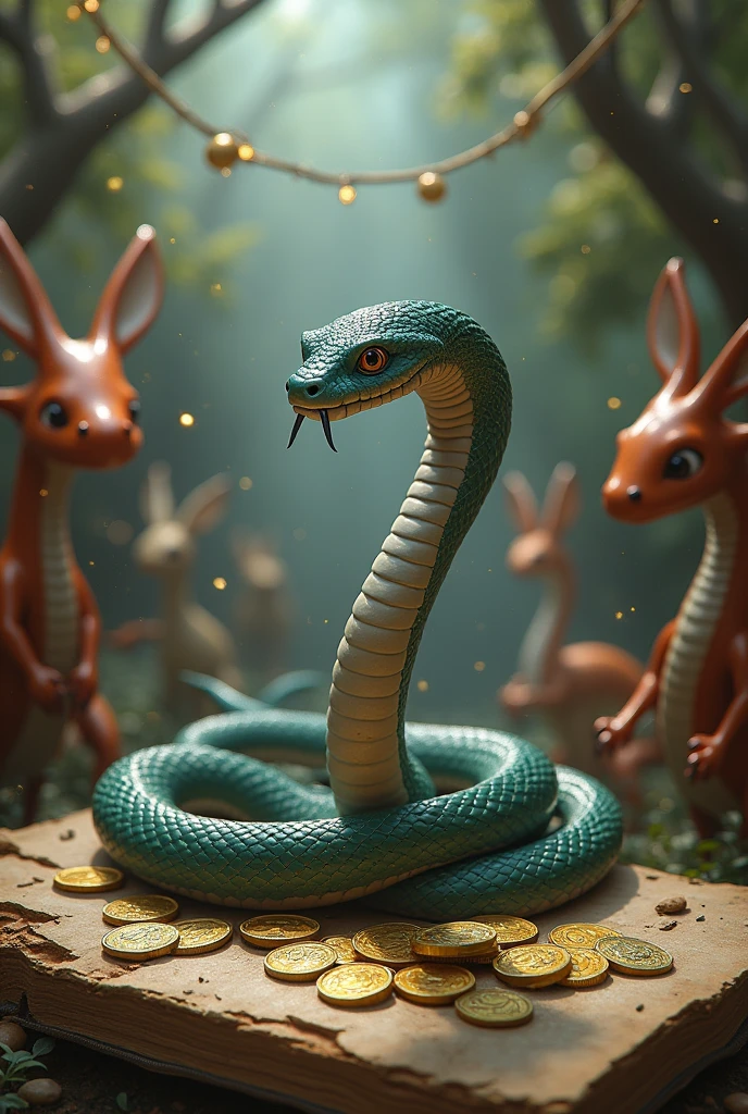 A snake receives 22 coins in a literary contest for its collection of poems “hydrodreams” in an animal kingdom where there are many animals 